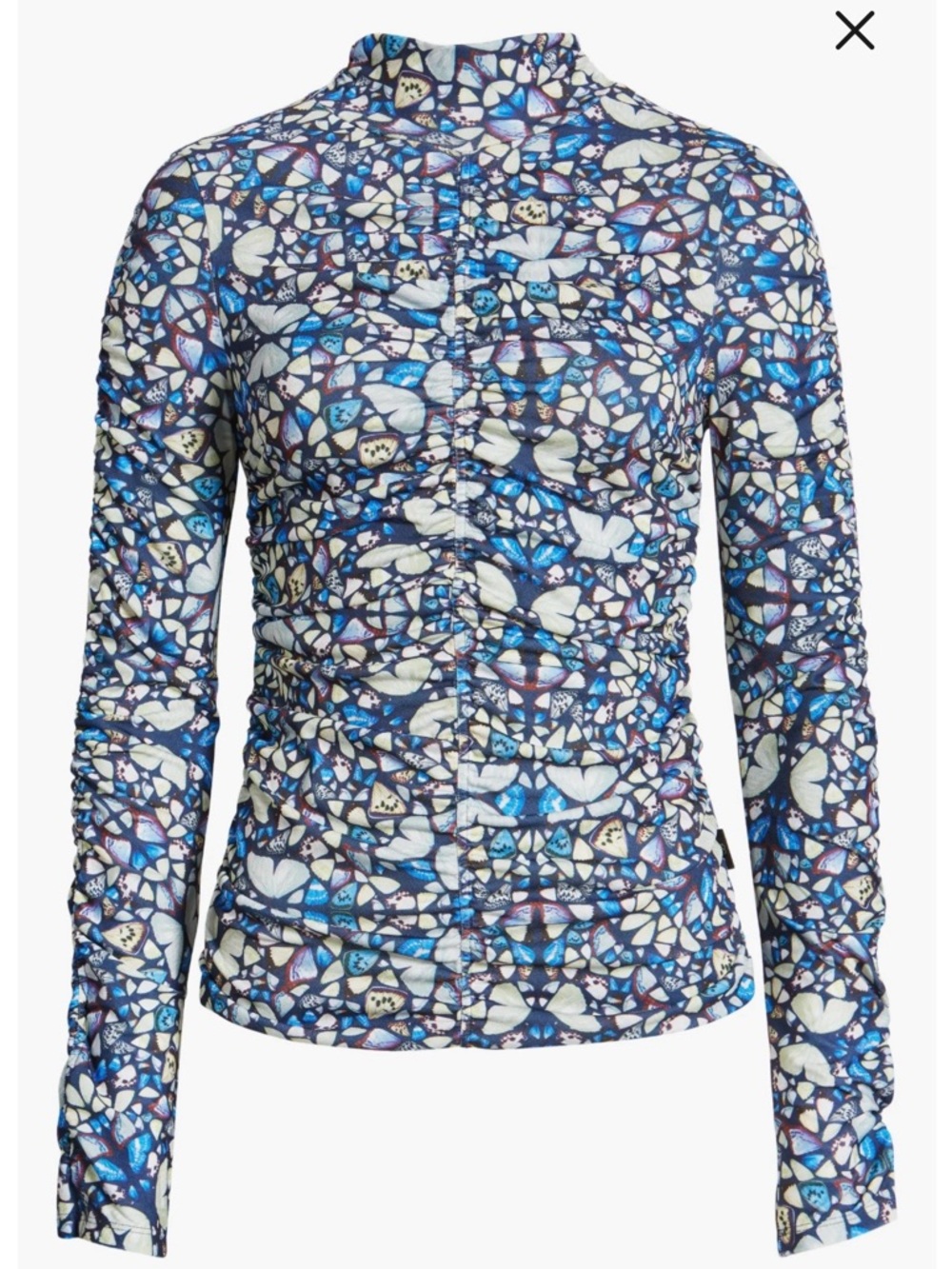 TED BAKER Gianie Kaleidoscope Butterfly Ruched Top Shirt Womens Size 6 XL NEW